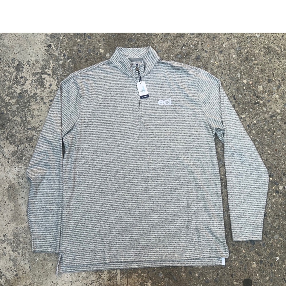 Johnnie-O Mens Harvell Quarter Zip Pullover Steel Grey Striped JMKO2140 Large